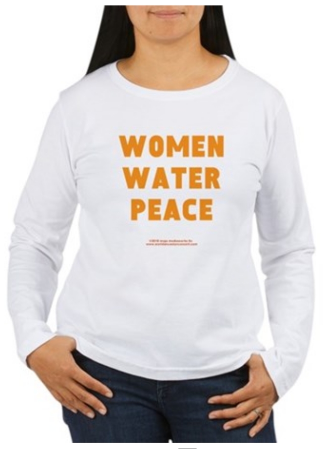 Women, Water, Peace Large Orange theme design on long sleeve women's t-shirt