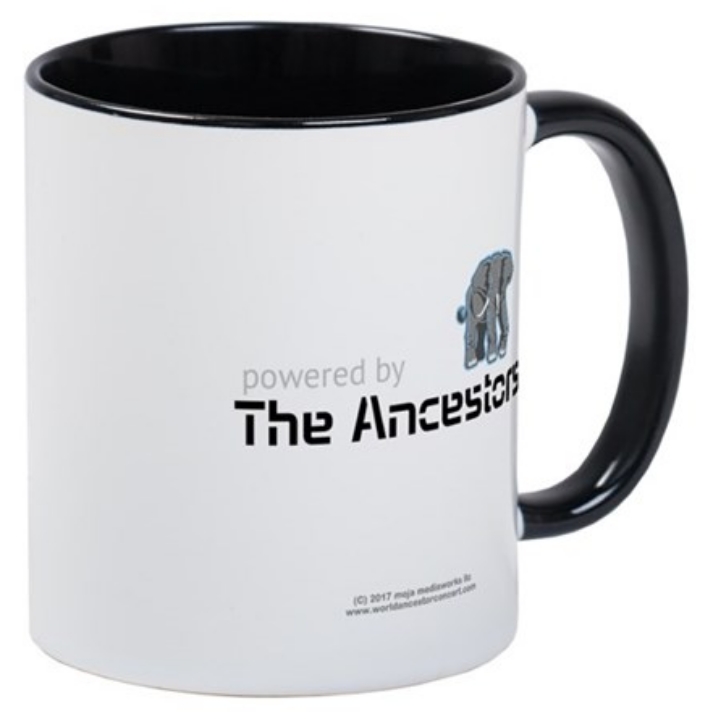Powered by the Ancestors Elephant design travel mug